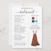 Bridesmaid Info Kaart Details Terracotta, Blauwgro (Voorkant)