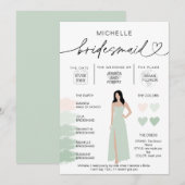 Bridesmaid Info Sage Color Palette Infographic Inv Kaart (Voorkant / Achterkant)