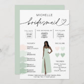 Bridesmaid Info Sage Color Palette Infographic Inv Kaart (Voorkant / Achterkant)
