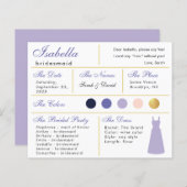 Bridesmaid Information Kaart Lavender Paars Gold (Voorkant / Achterkant)