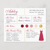 Bridesmaid Information Kaart Modern Magenta Gold (Voorkant)