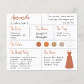Bridesmaid Information Kaart - Terracotta Neutrals (Voorkant)