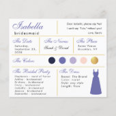 Bridesmaid Information Kaart Violet Paars Gold (Voorkant)