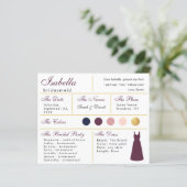 Bridesmaid Information Kaart Wine Kleur Faux Gold (Staand voorkant)