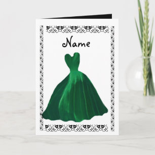 BRIDESMAID Invitation - HUNTER GREEN Leaf Gown