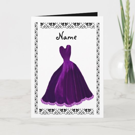 Bridesmaid Invitation - PAARSE fluwelen jurk (Voorkant)