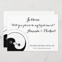 BRIDESMAID INVITE b/w duiven aanpasbaar
