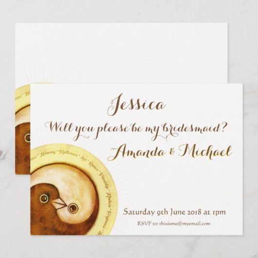 BRIDESMAID INVITE Gold-schijven, aanpasbaar Kaart (Voorkant / Achterkant)