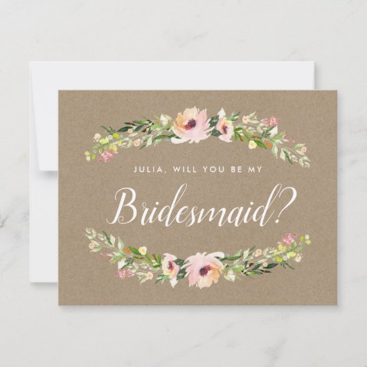 Bridesmaid-kaartje | Rustic Kraft Feestdagenkaart (Voorkant)