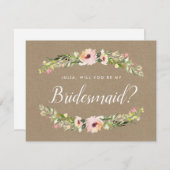Bridesmaid-kaartje | Rustic Kraft Feestdagenkaart (Voorkant / Achterkant)