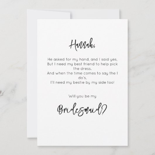 Bridesmaid-kaartje Save The Date (Achterkant)