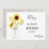 Bridesmaid-kaartje voor bruiloft bedankkaart (Voorkant / Achterkant)