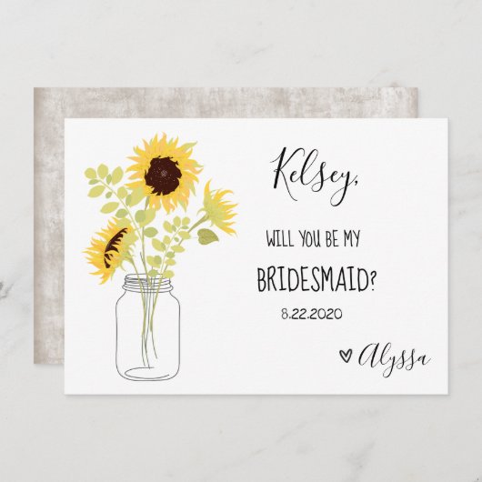 Bridesmaid-kaartje voor bruiloft bedankkaart (Voorkant / Achterkant)