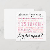 Bridesmaid-kaartje Vraag het Bridesmaid Kaart (Voorkant / Achterkant)