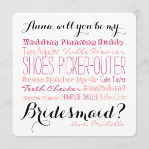 Bridesmaid-kaartje Vraag het Bridesmaid Kaart