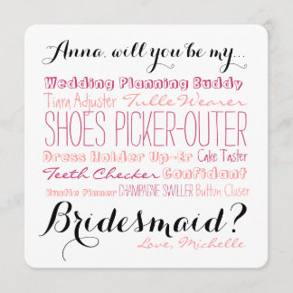 Bridesmaid-kaartje Vraag het Bridesmaid Kaart