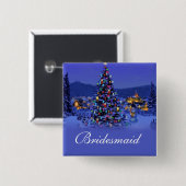 Bridesmaid kerstfeest trouwknoop. vierkante button 5,1 cm (Voorkant /achterkant)