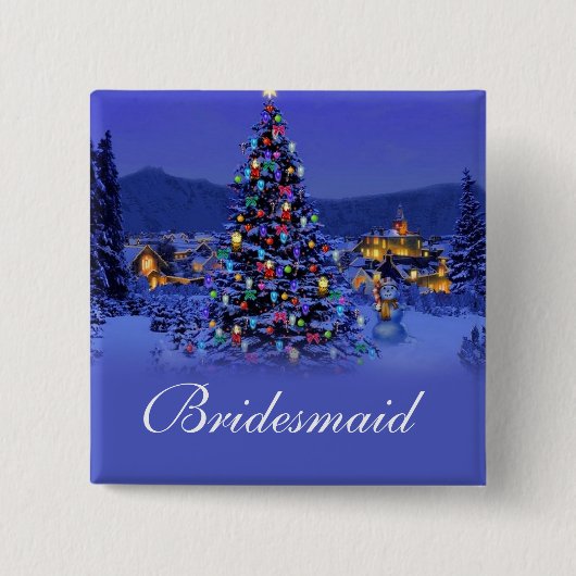 Bridesmaid kerstfeest trouwknoop. vierkante button 5,1 cm (Voorkant)