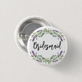 Bridesmaid lavender violet eucalyptusbruiloft ronde button 3,2 cm (Voorkant /achterkant)
