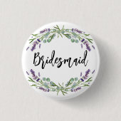 Bridesmaid lavender violet eucalyptusbruiloft ronde button 3,2 cm (Voorkant)