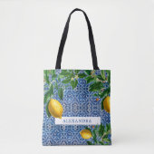Bridesmaid Lemons Blue Tiles Personal Tote Bag (Voorkant)