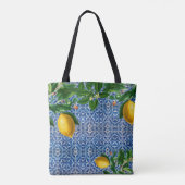 Bridesmaid Lemons Blue Tiles Personal Tote Bag (Achterkant)