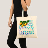Bridesmaid Lemons Blue Tiles Personal Tote Bag (Voorkant (product))