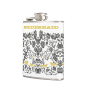 Bridesmaid Love Bird  Floral Yellow & Grey Heupfles (Links)