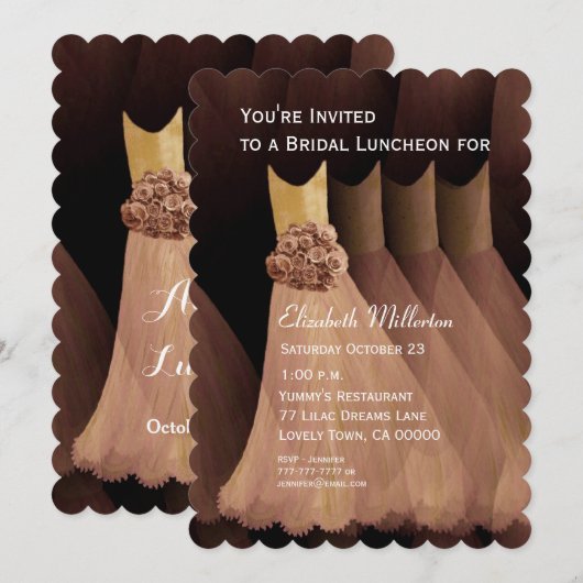 Bridesmaid Luncheon Brunch Golden Tan Dresses V05 Kaart (Voorkant / Achterkant)