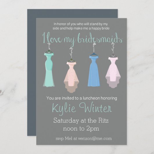 Bridesmaid Luncheon Kaart (Voorkant / Achterkant)