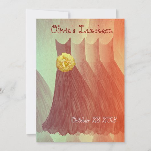 Bridesmaid Luncheon of Brunch Oranje jurken Kaart (Achterkant)