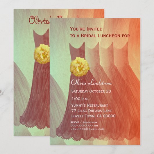 Bridesmaid Luncheon of Brunch Oranje jurken Kaart (Voorkant / Achterkant)