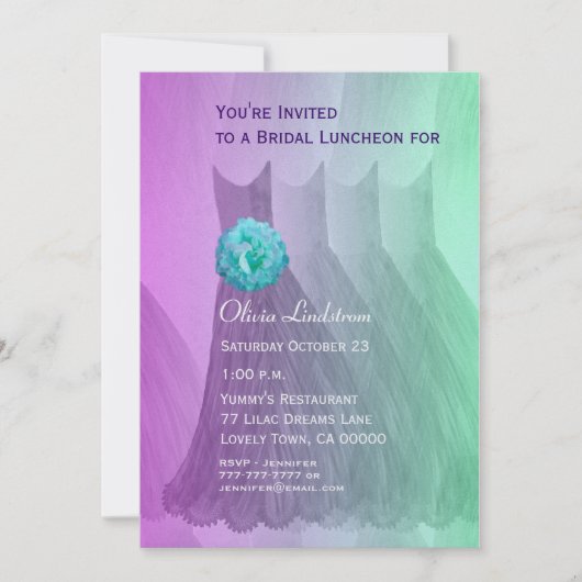 Bridesmaid Luncheon of Brunch Paarse groene jurken Kaart (Voorkant)