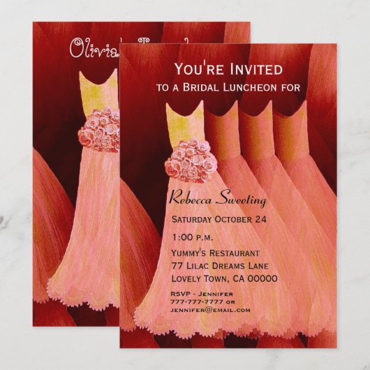 Bridesmaid Luncheon of Brunch Peach jurken V04 Kaart (Voorkant / Achterkant)