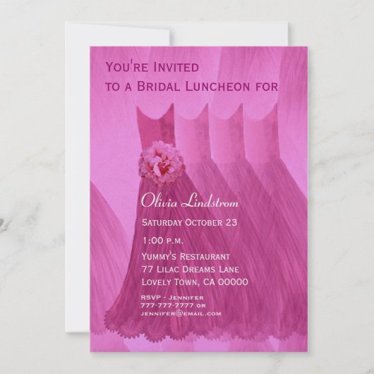 Bridesmaid Luncheon of Brunch Roze jurken Kaart (Voorkant)