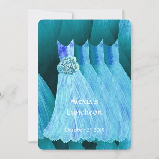 Bridesmaid Luncheon of Brunch Turquoise Blue V02A Kaart (Achterkant)