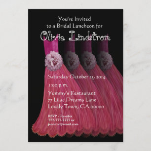 Bridesmaid Luncheon Red Dresses Metallic Paper Kaart