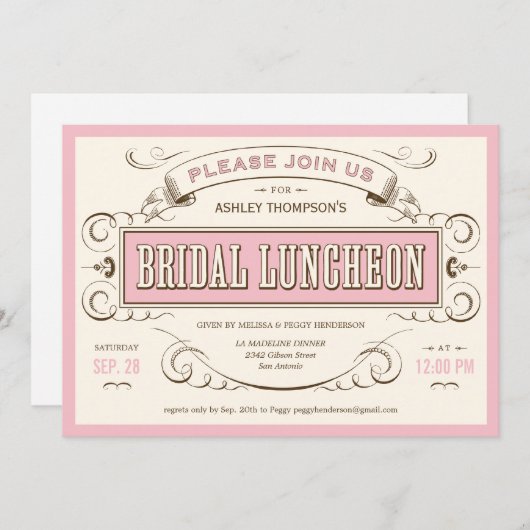  Bridesmaid Luncheon-uitnodigingen Kaart (Voorkant / Achterkant)