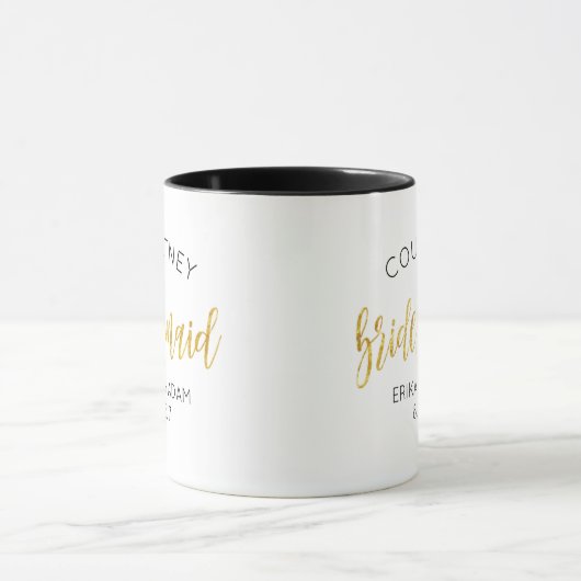 Bridesmaid Maid of Honor FAUX GOLD GLITTER Mok (Midden)