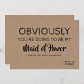 Bridesmaid / Maid of Honor Funny Cute Kaart (Voorkant / Achterkant)