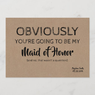 Bridesmaid / Maid of Honor Funny Cute Kaart
