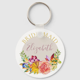 Bridesmaid met de naam Floral Bouquet Sleutelhanger