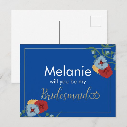 Bridesmaid Mexican Flower Border proposal Kaart (Voorkant / Achterkant)