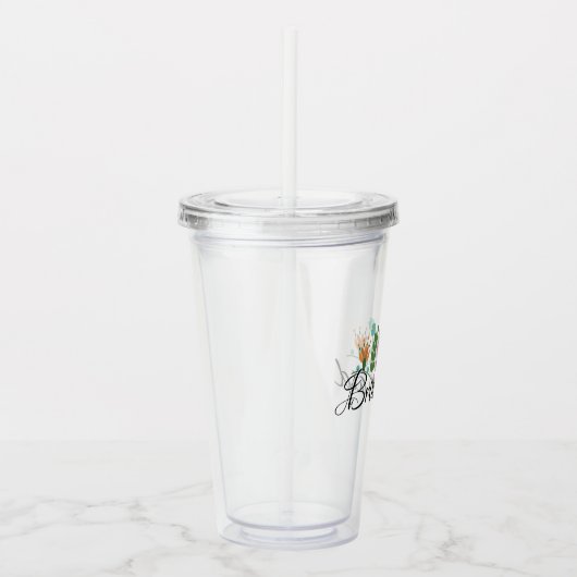 Bridesmaid Mexican Folk Floral Monogram Acryl Drinkbeker (Rechts)