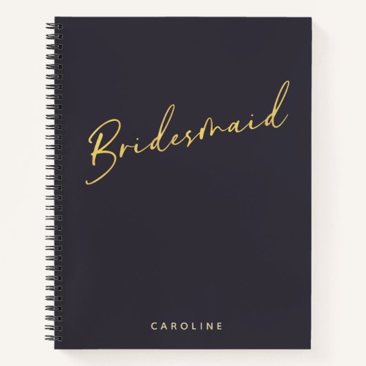 Bridesmaid Minimalist Gold Navy - Speciaal geperso Notitieboek (Voorkant)