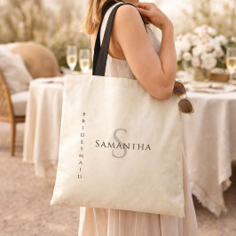 Bridesmaid Minimalist Name and Initiaal Canvas tas