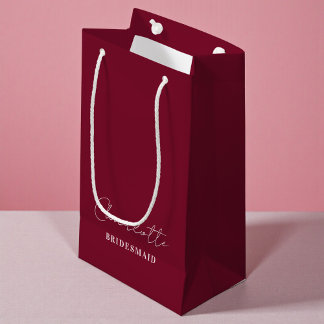 Bridesmaid | Minimalist Script Burgundy Klein Cadeauzakje