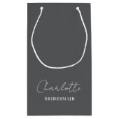 Bridesmaid | Minimalist Script Davy Grey Klein Cadeauzakje (Achterkant)