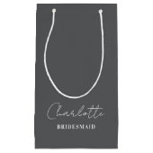Bridesmaid | Minimalist Script Davy Grey Klein Cadeauzakje (Voorkant)