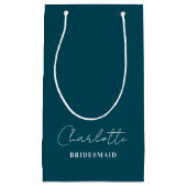 Bridesmaid Minimalist Script | Deep Teal Klein Cadeauzakje (Voorkant)